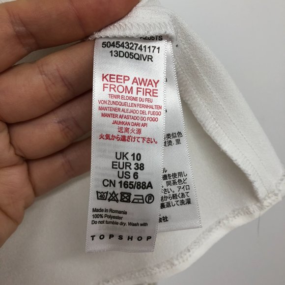 TopShop white button down peplum blouse collared sleeves size 6 - Picture 5 of 15